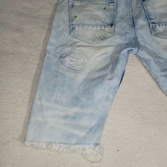 Smoke Rise Shorts Mens Sz 34 Blue Jean Distressed Y2k Fray Preppy Acid Wash - Picture 6 of 15